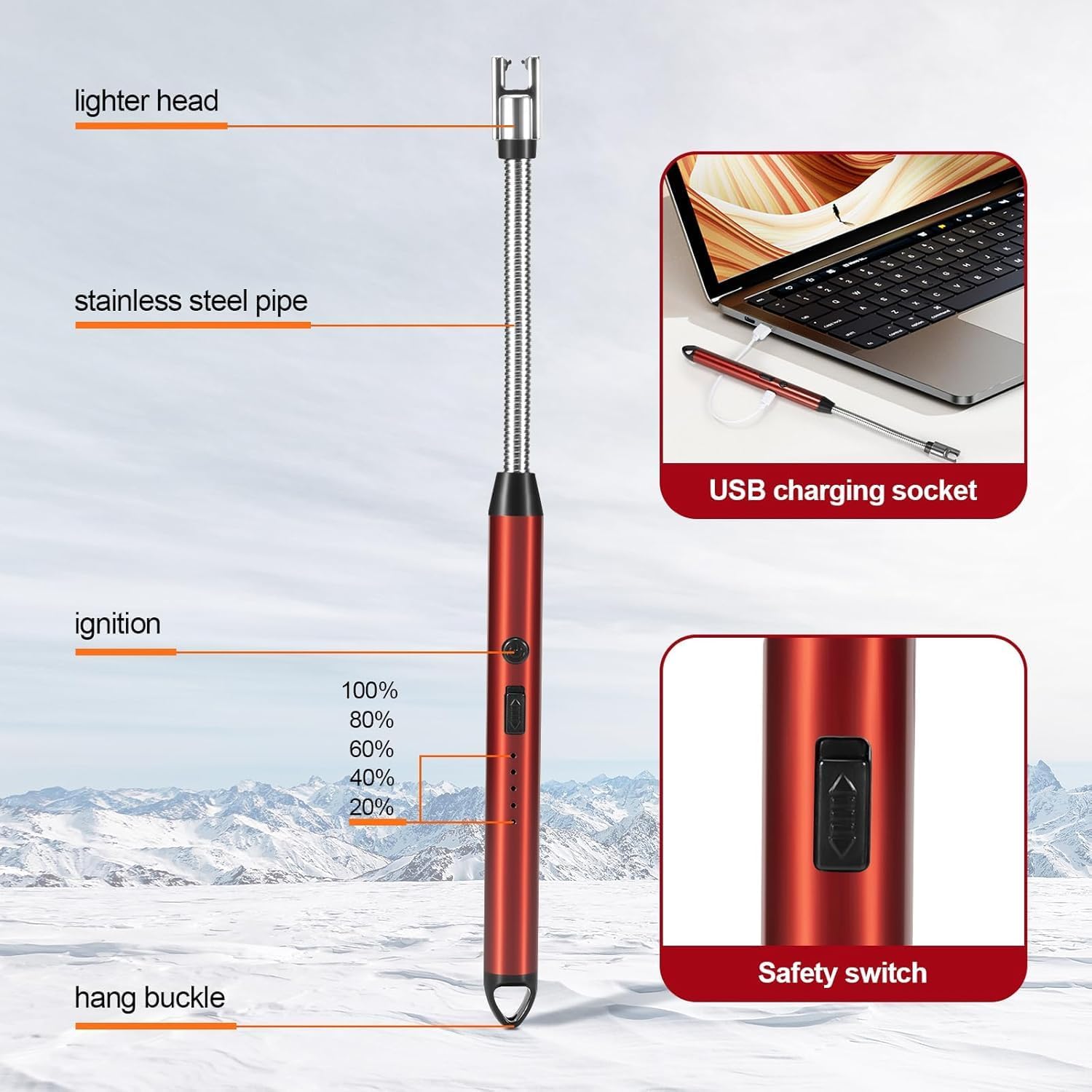 12-18,000 BTU Propane Heater, Tank Top Portable Heater with USB Rechargeable Lighter, Shut-off Valve and Tip-over Switch 3 Settings for Patio, RV Travel, Camping,Open Work