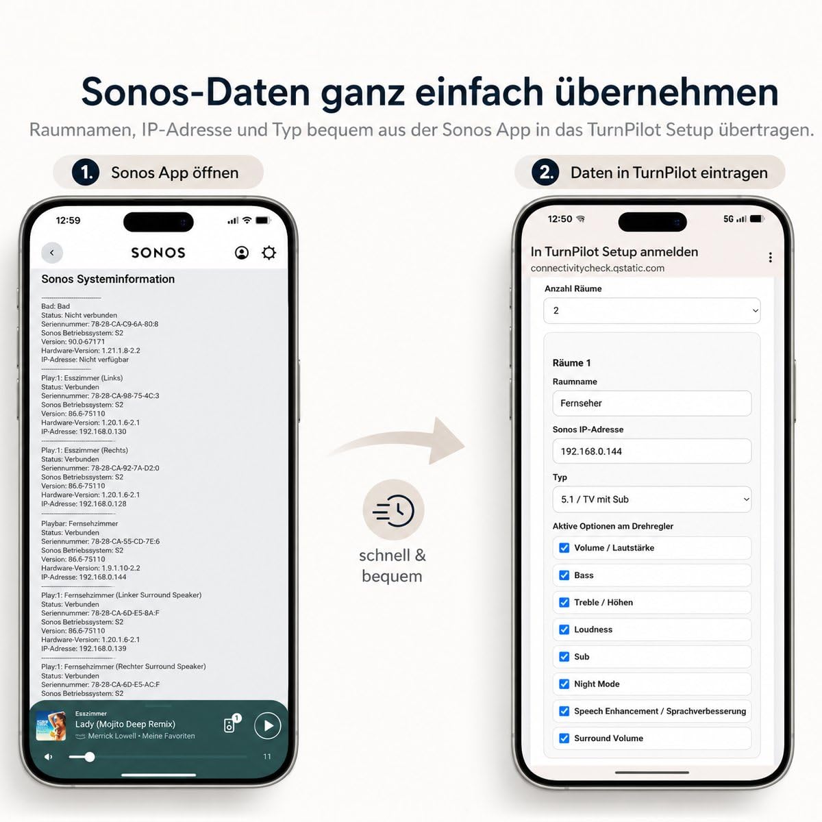 TurnPilot WLAN-Lautstärkeregler kompatibel mit Sonos & IKEA SYMFONISK, smarte Fernbedienung mit CNC gefräßtem Drehring und Touchdisplay, USB-C und RGB-Beleuchtung