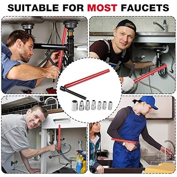 Hemobllo Water Tap Installation Tool Nut Spanner Household Socket Set Faucet Double Head Silver