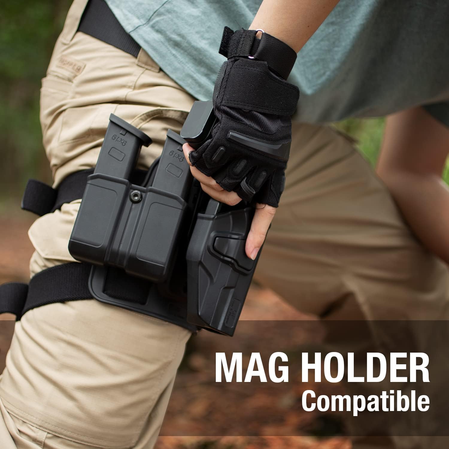 M&P 9 Drop Leg Holster, Level II Retention Index Finger Release, Fit S&W M&P 9MM/.40 M2.0 (Full Size 4.25'' / Compact 4''), SD9 VE, SD40 VE, Tactical Thigh Holster, Toolless Adjustment - Image 6