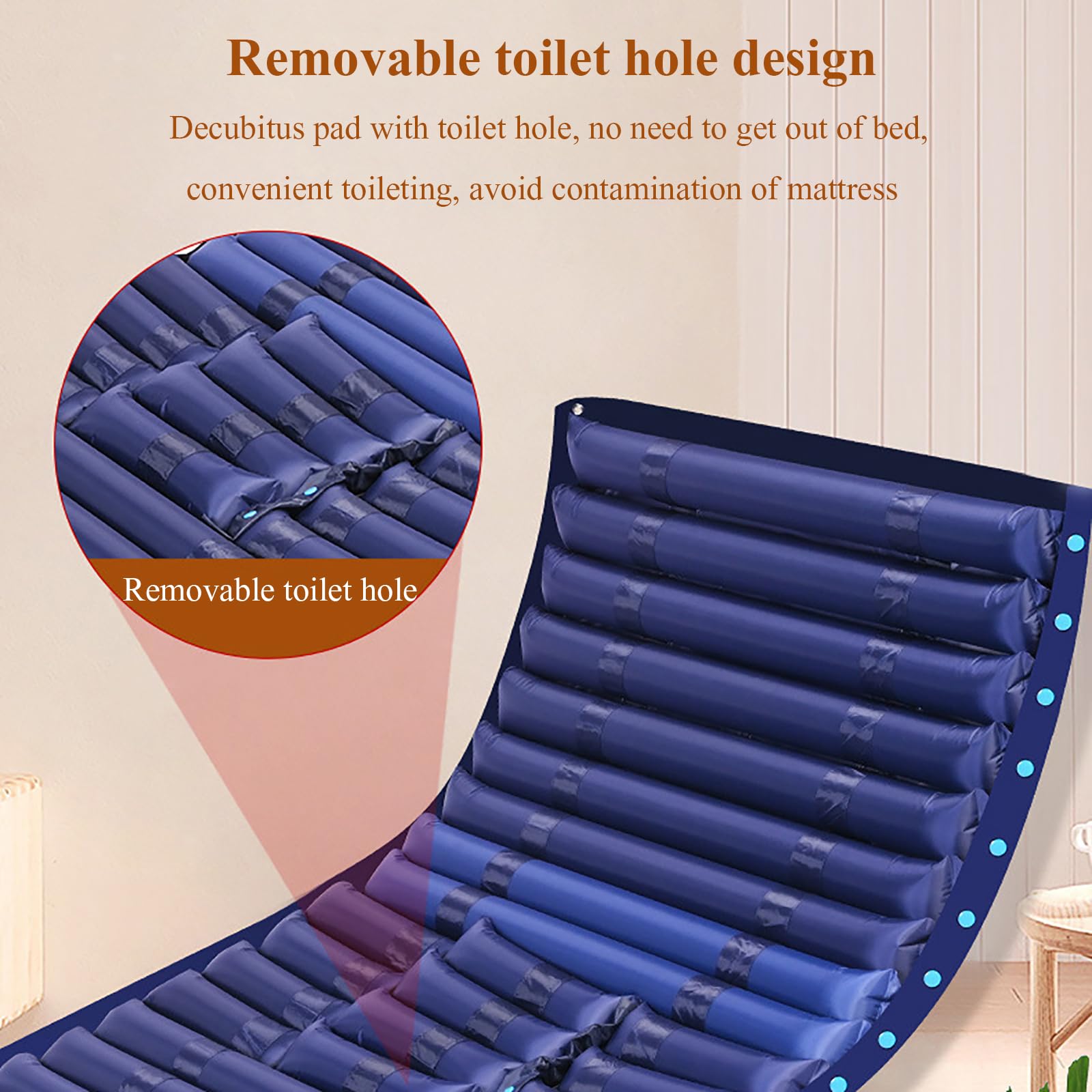 McbeAn Cojín De Aire Antiescaras, Colchón Inflable para Ancianos con Orificio para Taburete, Puede Prevenir Y Tratar Escaras/Dolor/úlceras, Vía Aérea Extraíble, para Uso Hospitalario O Doméstico