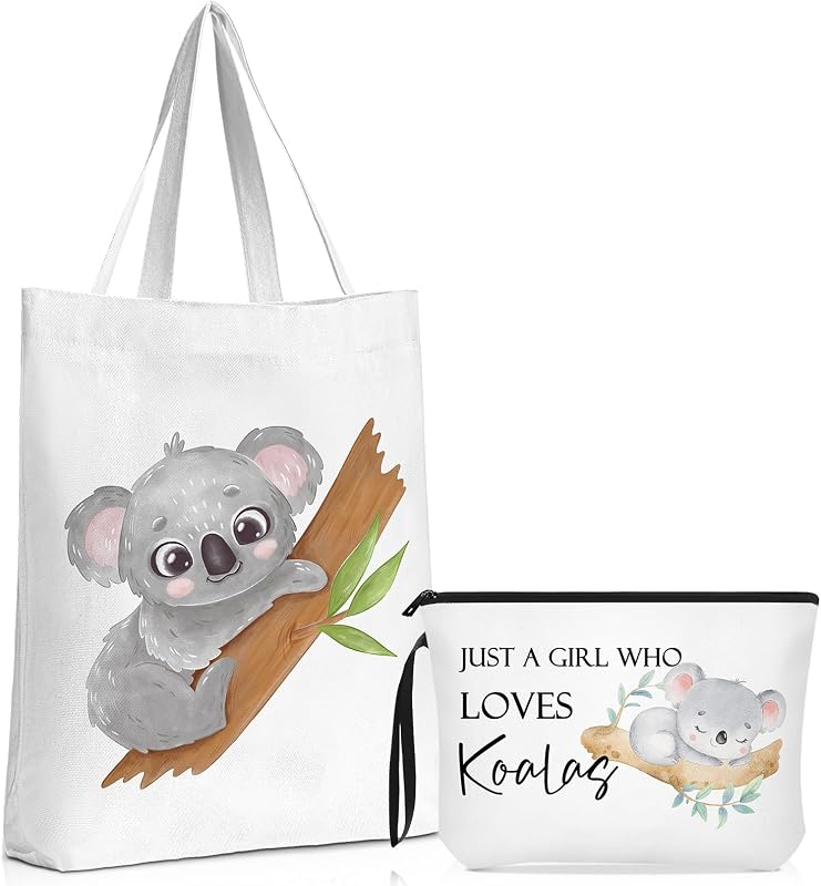 Sieral Kit com Bolsa Tote de Lona e Necessaire com Zíper Estampa de Porco, 2 Peças