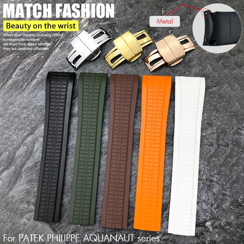 Bracelet en silicone souple orange 21 mm pour montre sport chic Patek PP