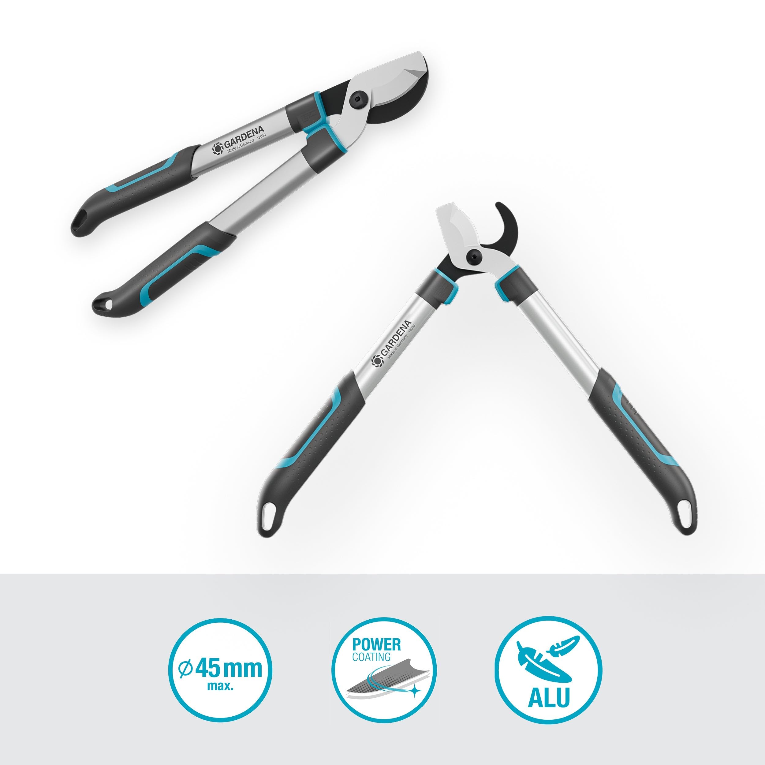 Gardena EasyCut S, tijeras de podar bypass para madera fresca de hasta 45 mm, hojas con afilado de precisión, PowerCoating para cortes limpios, diseño ergonómico, peso ligero de 900 g (12030-88)