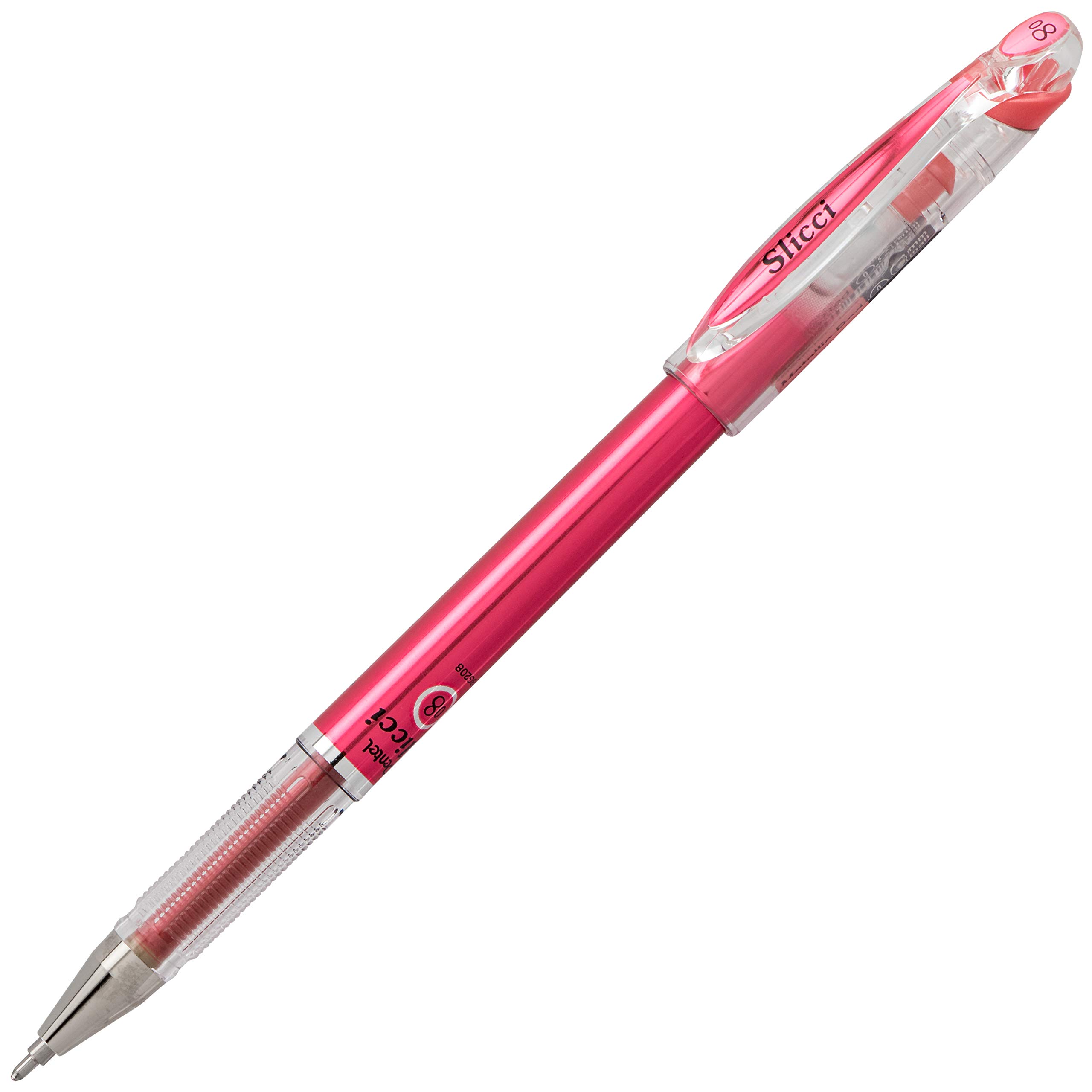 Pentel Arts Slicci Metallic 0.8 mm Needle Tip Gel Pen, Metallic rosso Ink, 1 Pack (BG208BPMB)