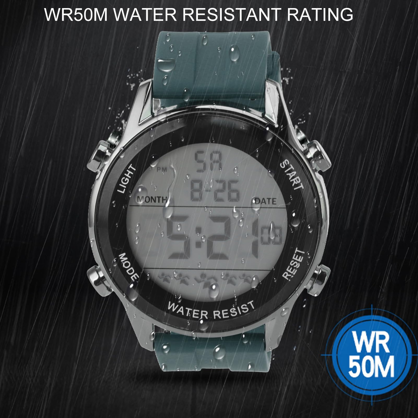 RiToEasysports Orologio Sportivo Digitale Uomo – Display Retroilluminato, Impermeabile, Leggero Con Cinturino In Plastica, Cronografo