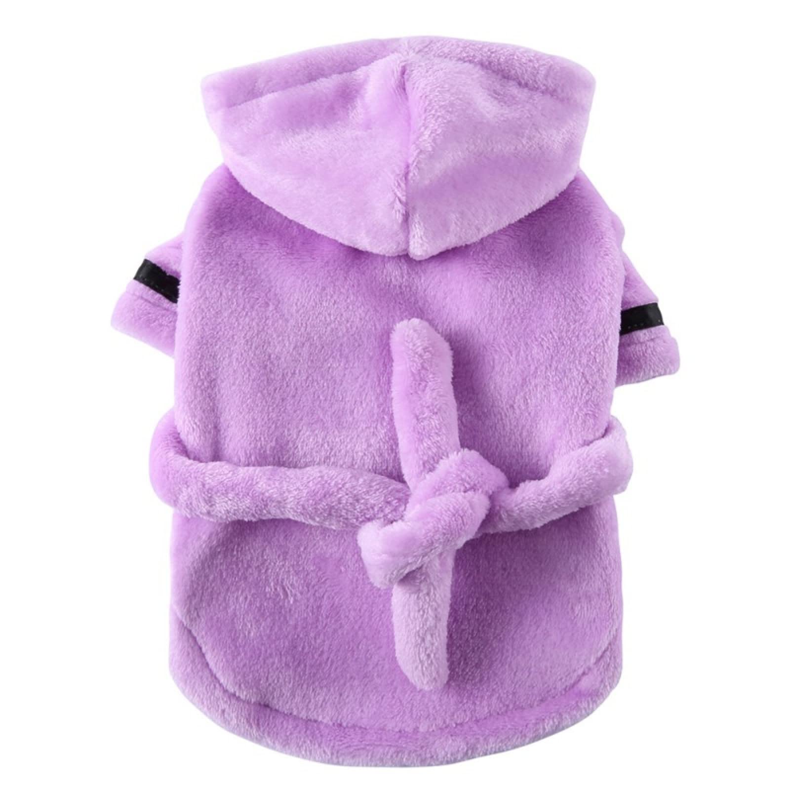 Solid Color Dog Bathrobe Pet Pajamas Soft Dog Pajamas Pet Bath Drying Towel Clothes For Small And Medium Dogs Cats Pet Accessories,Purple,S