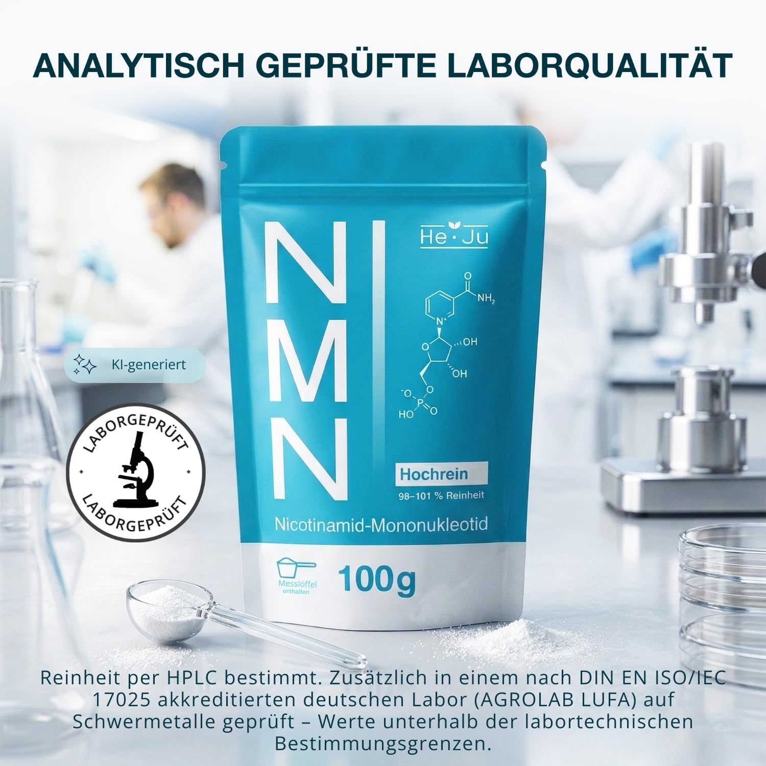 NMN Pulver 100g, Nicotinamid-Mononukleotid ≥98% Reinheit, enzymatisch hergestellt, Laborchemikalie