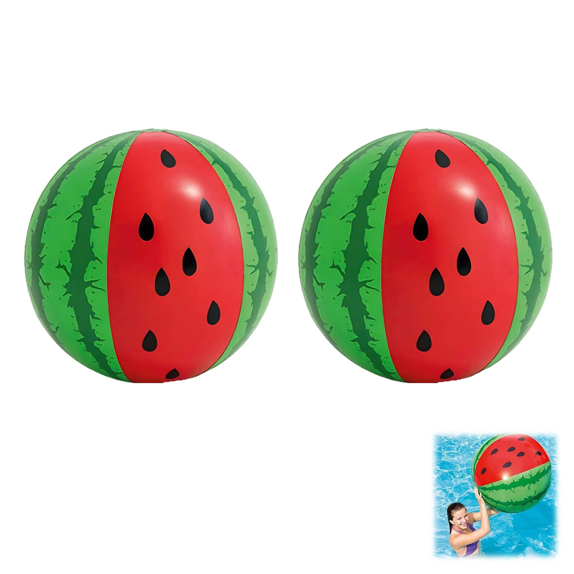 WREWING Inflatable Watermelon Beach Balls Floats Toys, 75cm Thickened Giant Design, for Adults Kids Pool Beach Party