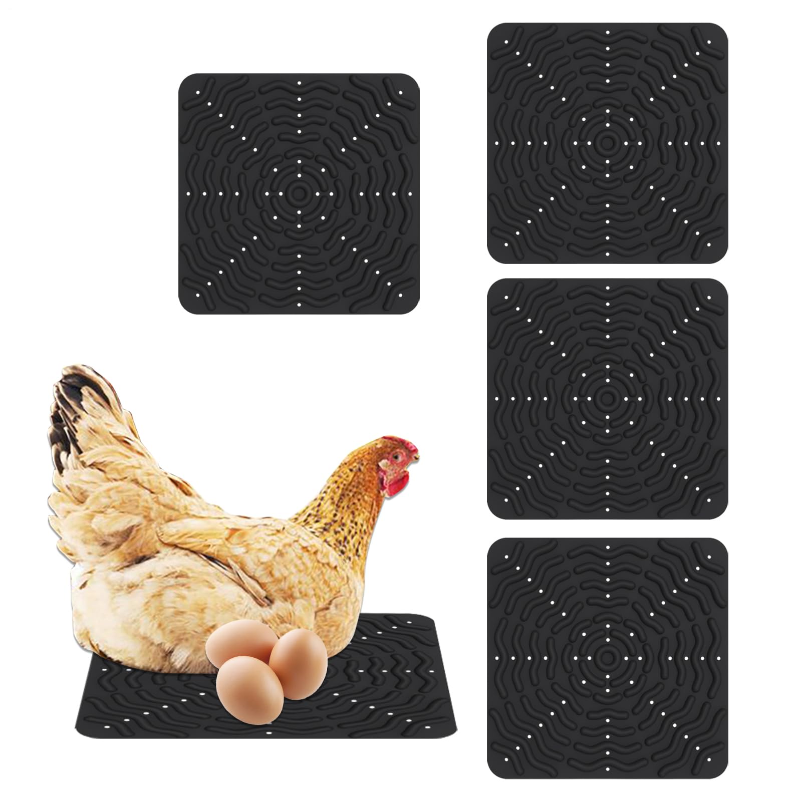 Nestkissen waschbar für Hühner – Nistmatratze für Legehennen | 4 Stück Silikonmatte wiederverwendbar für Bauernhof, Brutmaschine, Küken, Hühner, Enten, Sitzstange und