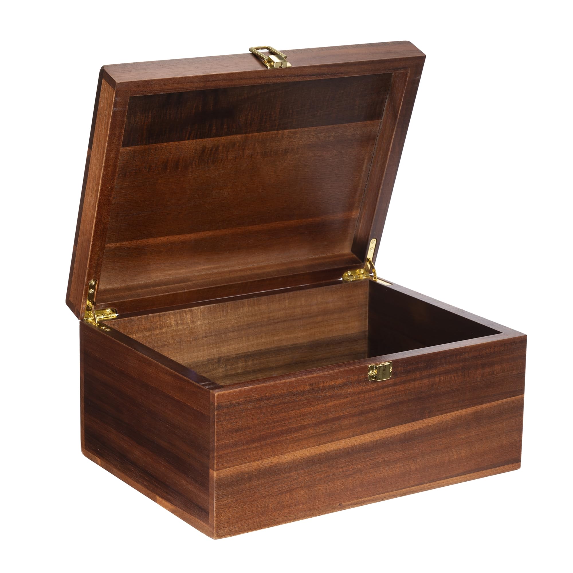 WHSLILR Large Wooden Keepsake Box - Wood Storage Box Decorative Boxes with Lid for Storing Keepsake Memory Gift, 12.5 IN Decorative Boxes for Home Decor-WB004-240303 (brown, 12.5 x 9.4 x 6.1 IN)