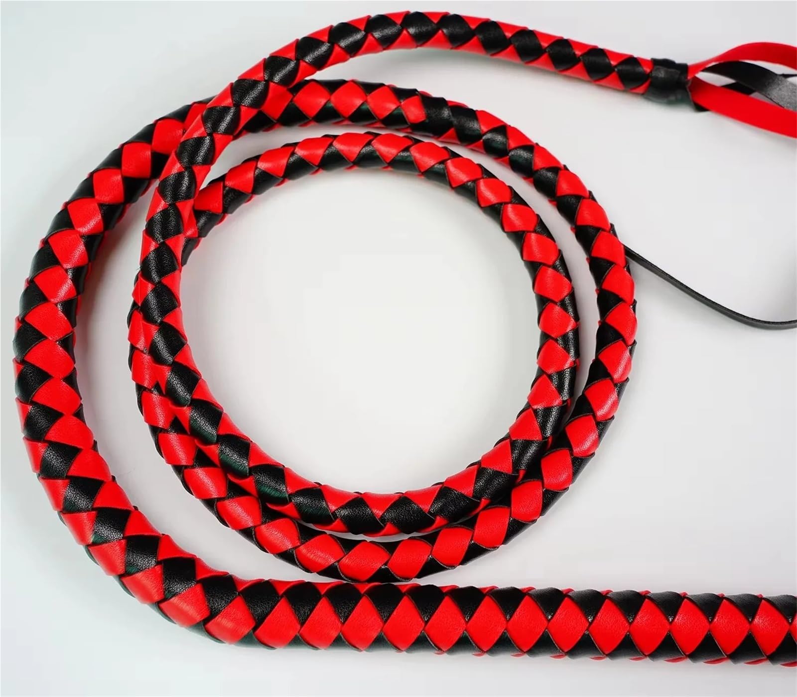 Frustino Cavallo 180 cm Pelle PU 4 trecce Frusta Cavallo Cavaliere Attrezzatura Sport equestri Bianco o Rosso