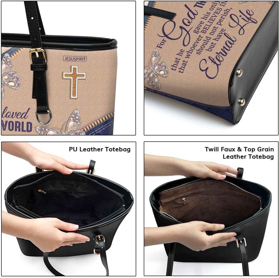 Joymade Personalized Leather Tote Bag For Women - Christmas Gifts For Women - Christian Gifts - Image 3