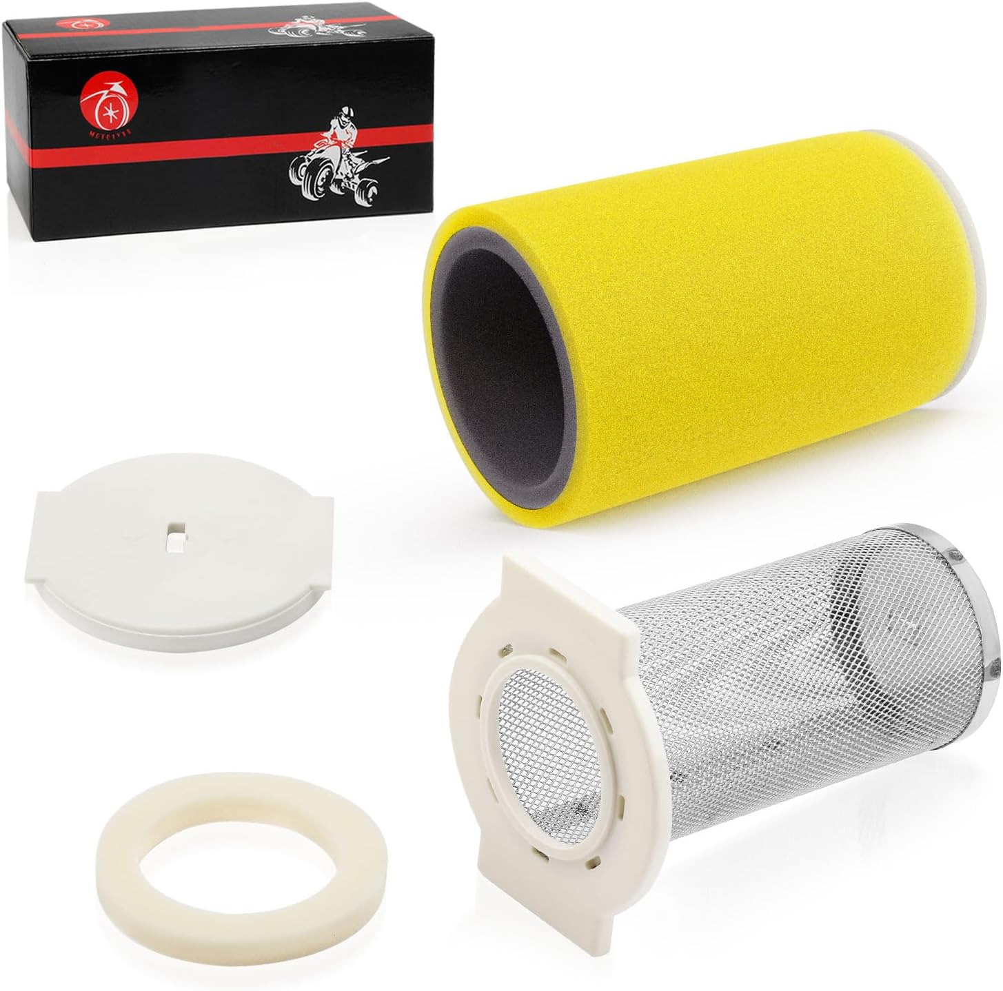 Air Filter & Guide & END CAP Kit For Yamaha Big Bear 350 Moto-4 250 350 Timberwolf 250 YFB250 1987-2000 Kodiak 400 YFM400FW 1993-1999