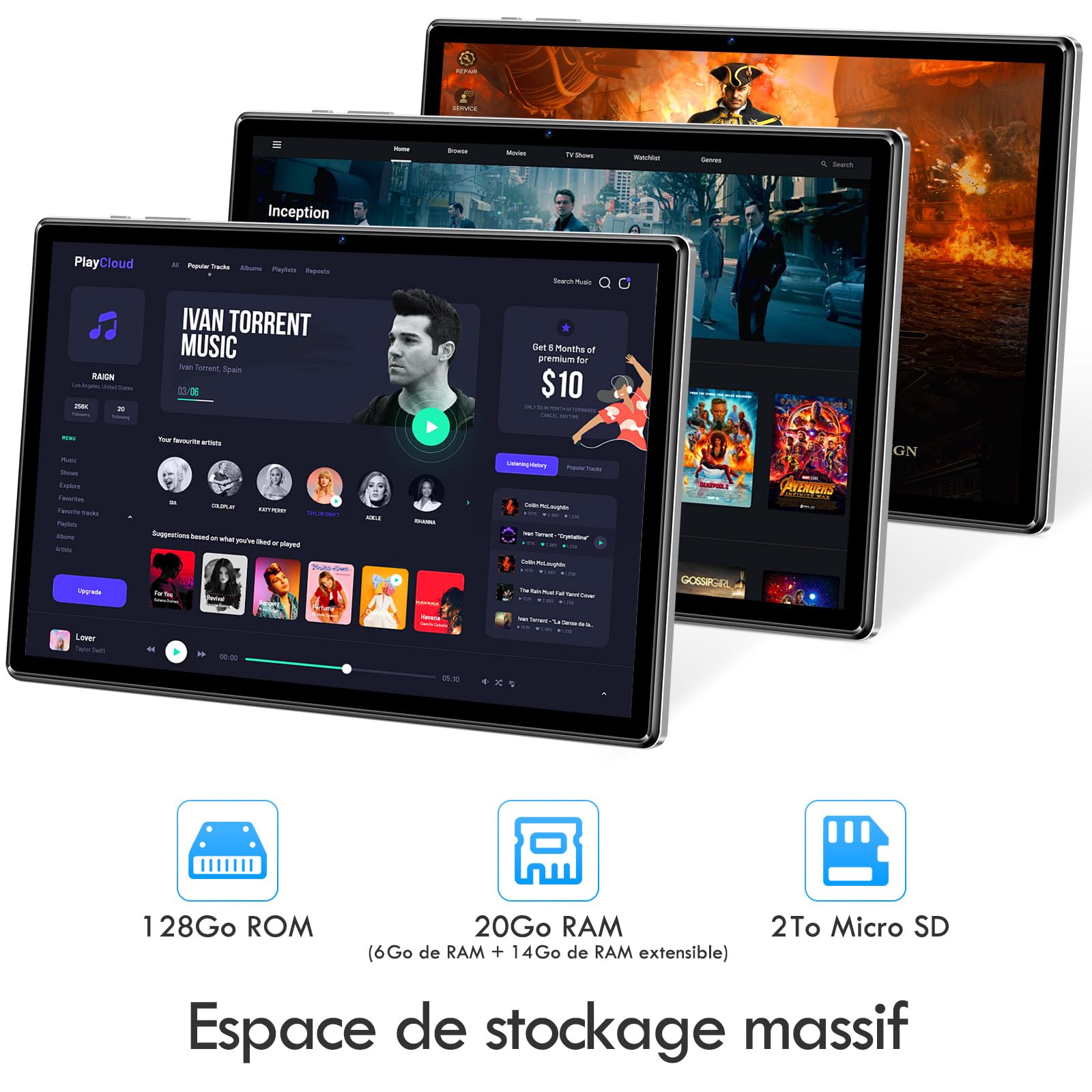 Marque : SIMPLORI Tablette 10 Pouces, Android 15, 20Go RAM + 128Go ROM(1 to Extensible) 8580 mAh Batterie, Octo-Cœur 5G WiFi Tablette Tactile, 5+13MP Caméra, Bluetooth, (Argent) in use