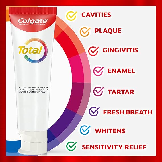 Colgate Total Clean Mint Toothpaste, 10 Benefits, Whitens Teeth, Freshens Breath, Optic White Advanced Teeth Whitening Toothpaste, 2% Hydrogen Peroxide, 4 Pack, 5.1 Oz Tubes, Mint Flavor