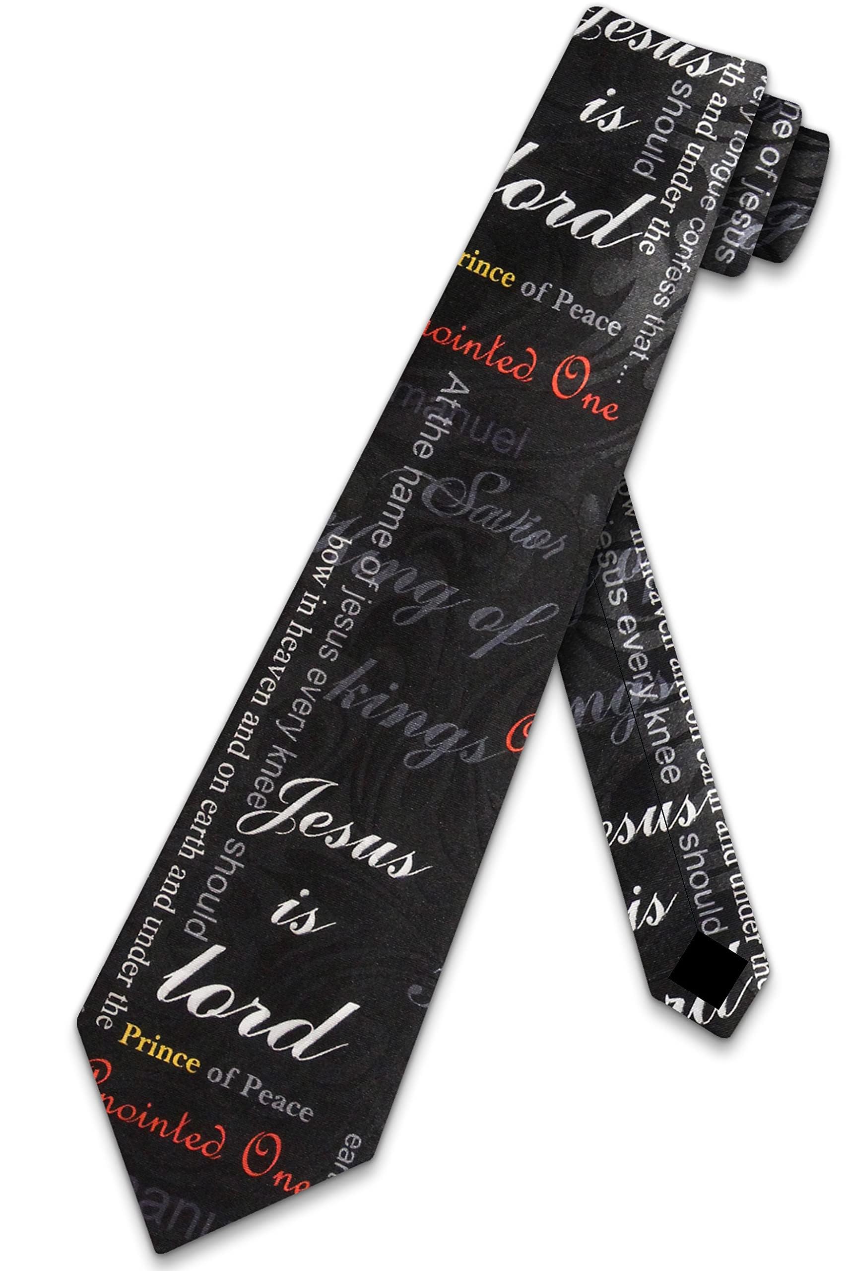 Zerosevenee Men's As Pic Bible Verse Ties Religious Necktie For Christian Tie Jesus Neckties, Black, One Size