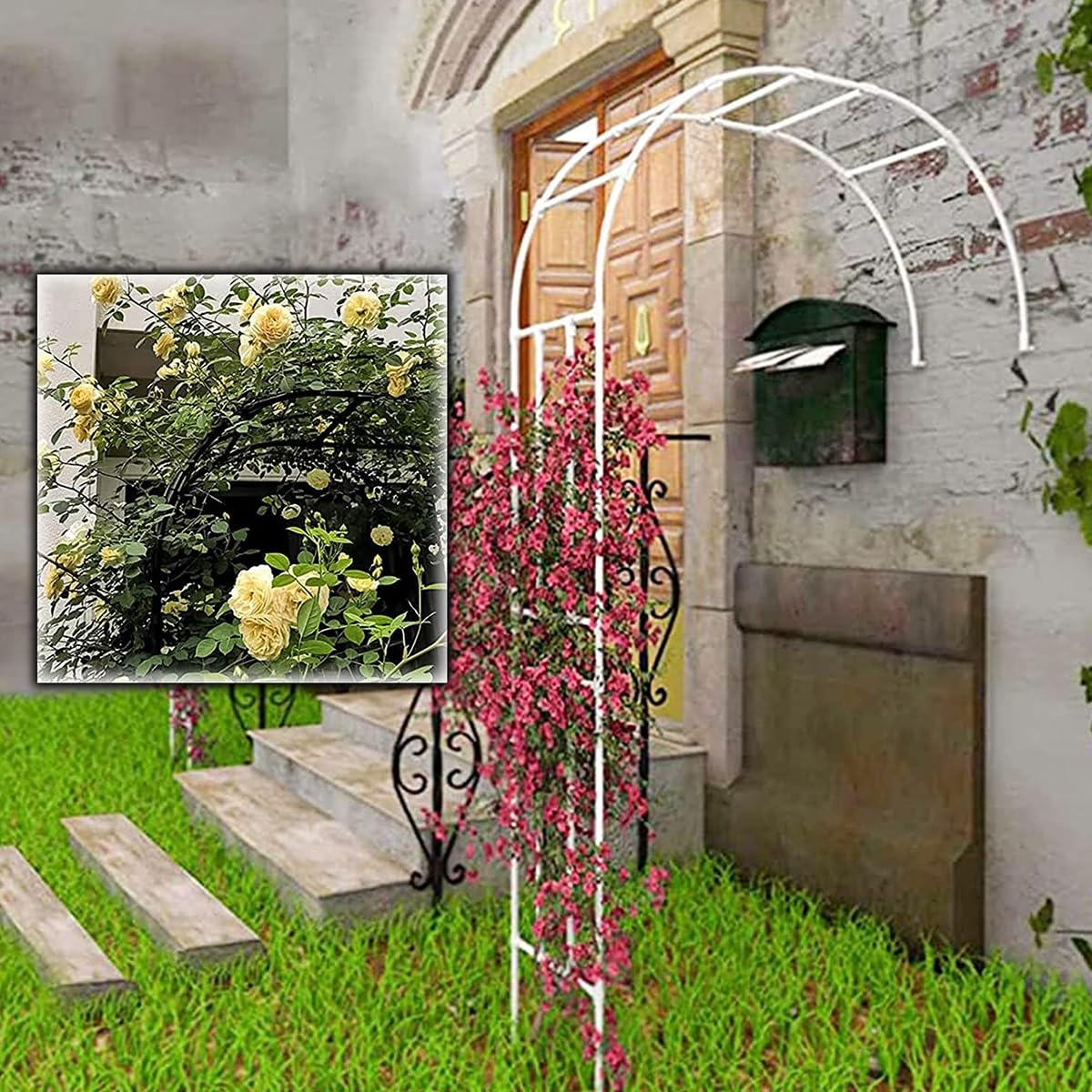 Traliccio da giardino, 60-220 cm, supporto per piante in metallo resistente alle intemperie, in acciaio rivestito in PE, ideale per piante rampicanti, colore bianco ed elegante per il tuo giardino