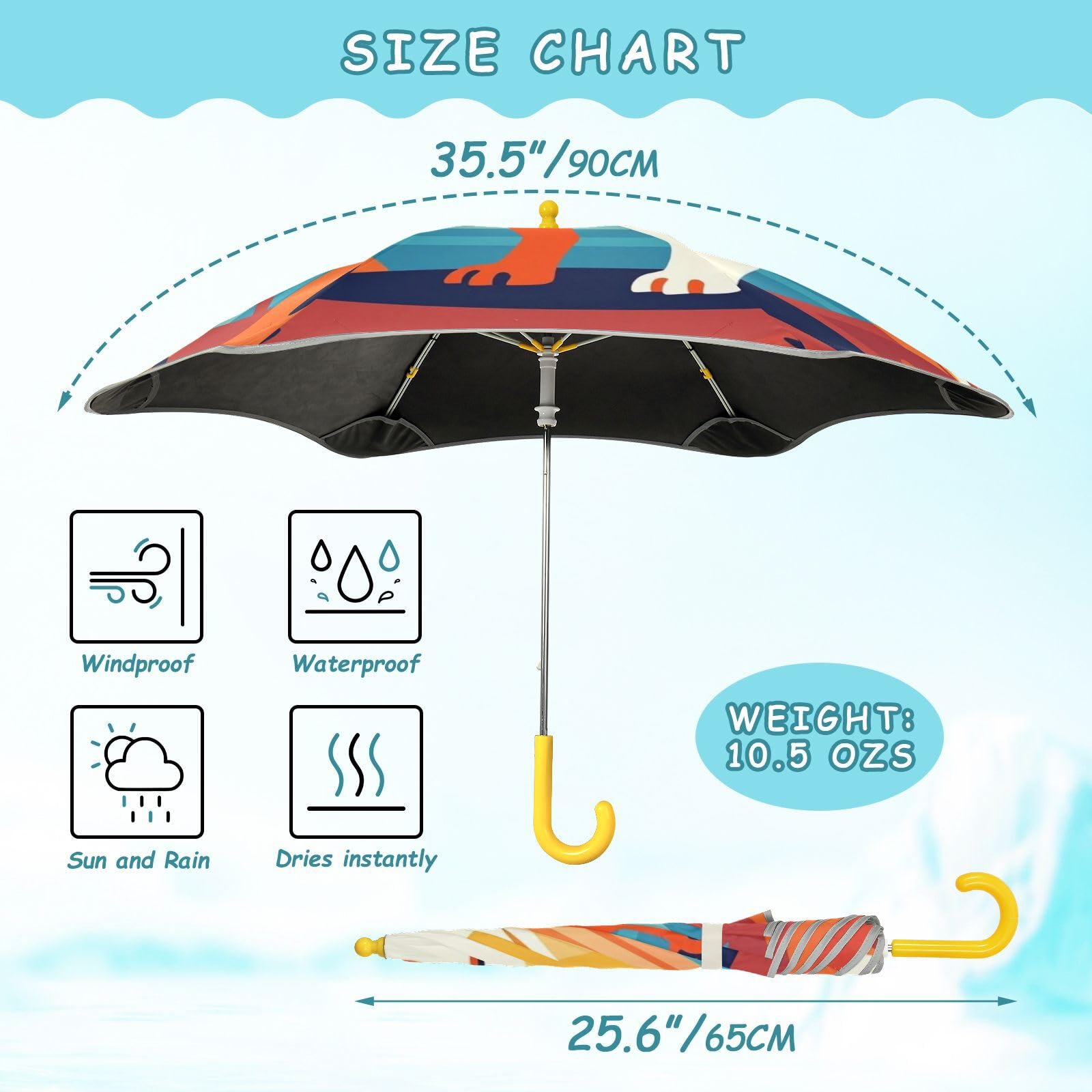GuoChe Parapluie léger à poignée droite et cadre antirouille