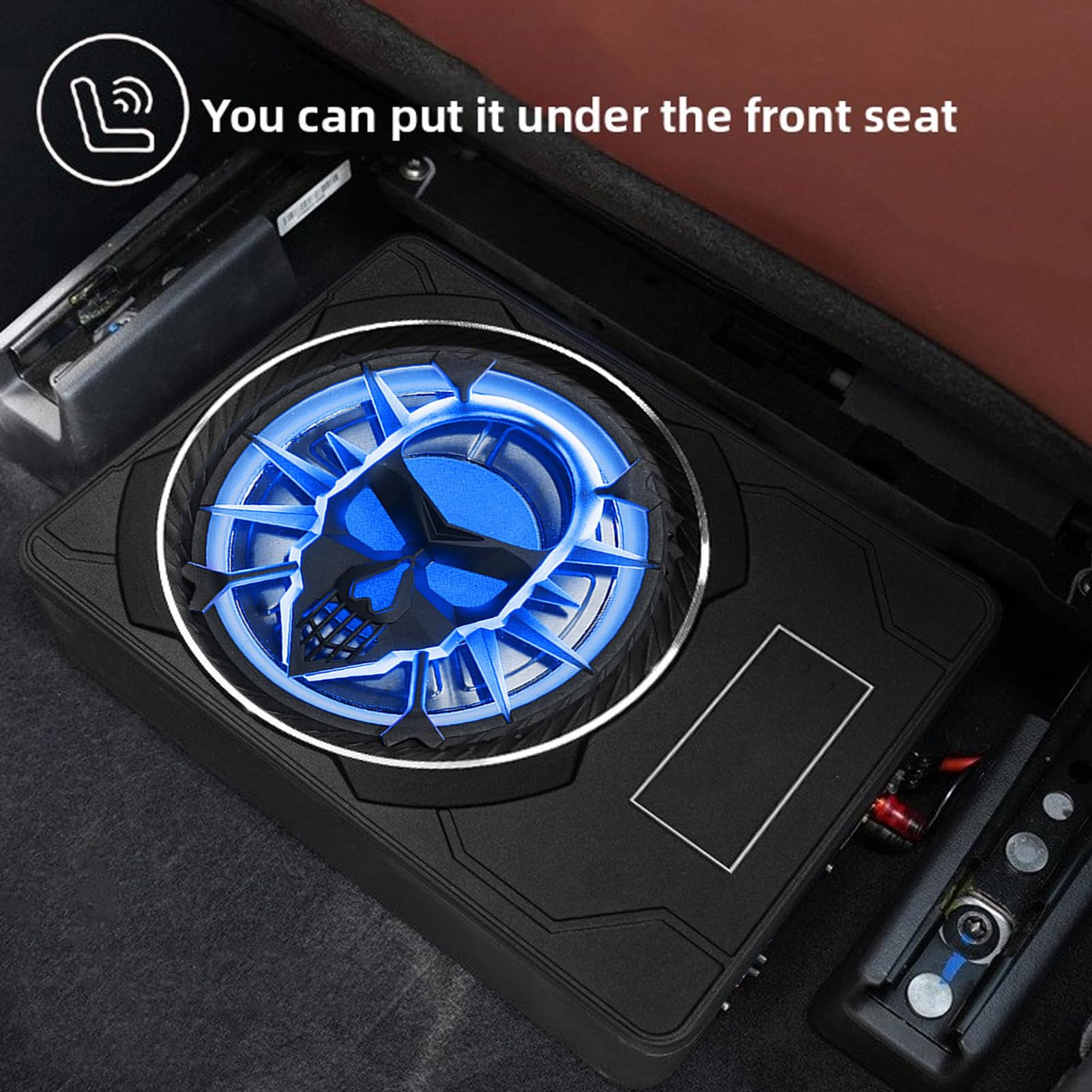 Jectse 10-calowy Subwoofer Samochodowy z Wąskim, Dynamicznym Pierścieniem świetlnym LED Pod Spodem i Wbudowanym Wzmacniaczem do SUV-ów i Ciężarówek (BLUE)