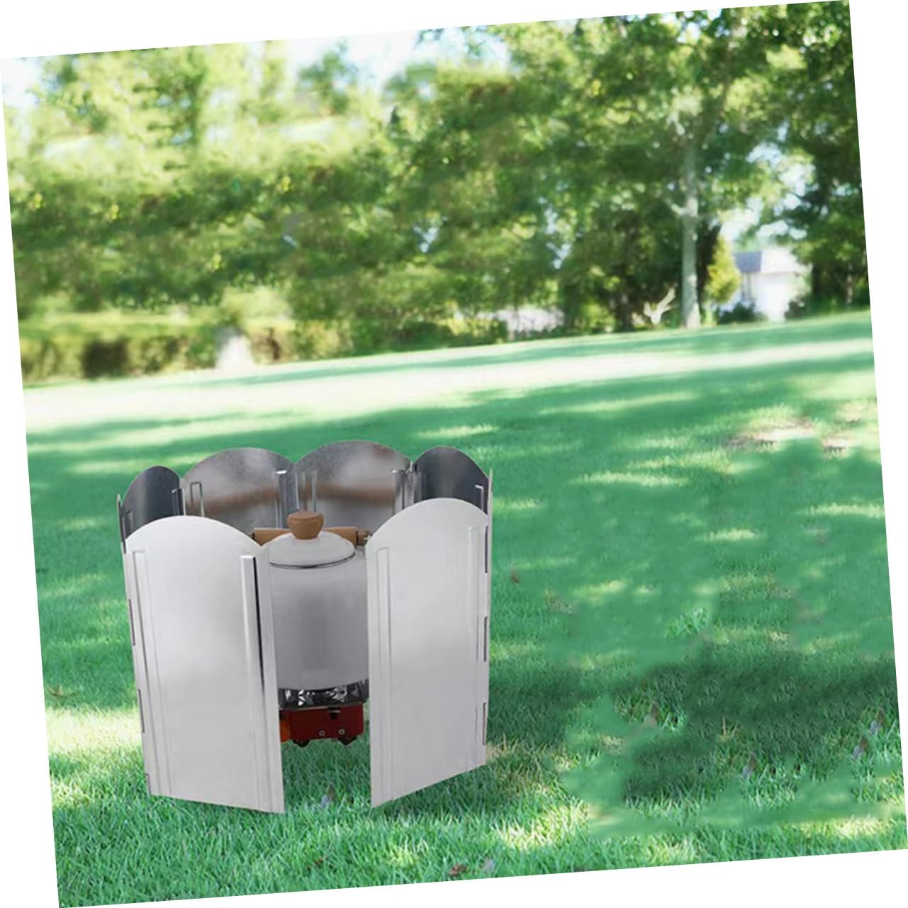 Camping Windproof BBQ Windscreen 8 Foldable Windbreaks Lightweight Anti-Wind Tool for Outdoor Cooking