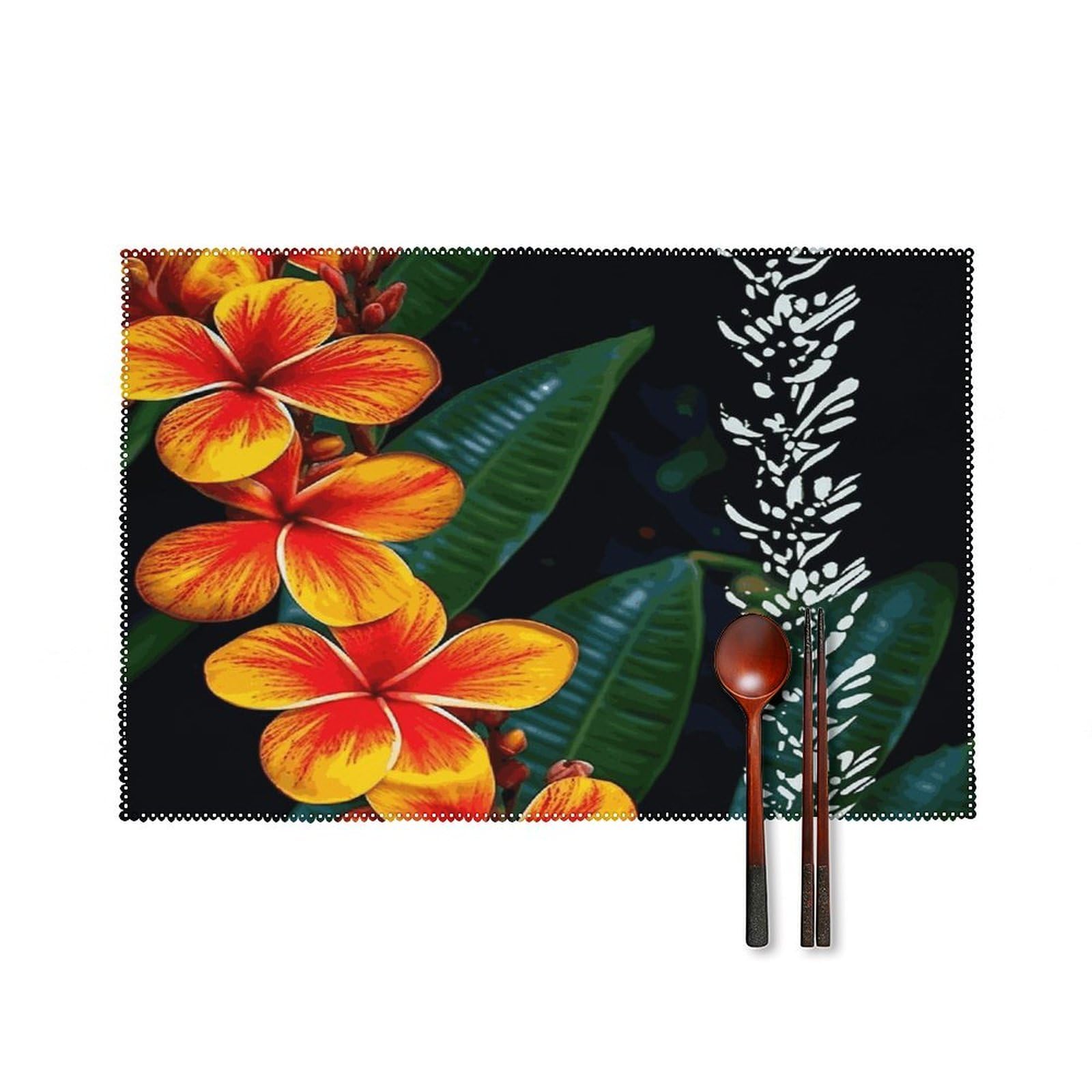Fodpand Style Eye-Catching Hawaiian Flowers Placemats Set Of 4 Place Mats Table Mats