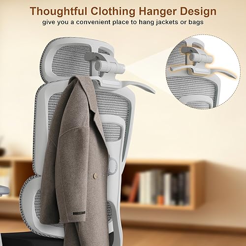 Miniatura 5 de Silla de oficina ergonómica grande y alta, silla de computadora de malla con respaldo doble con brazos ajustables 3D y soporte lumbar, asiento extra
