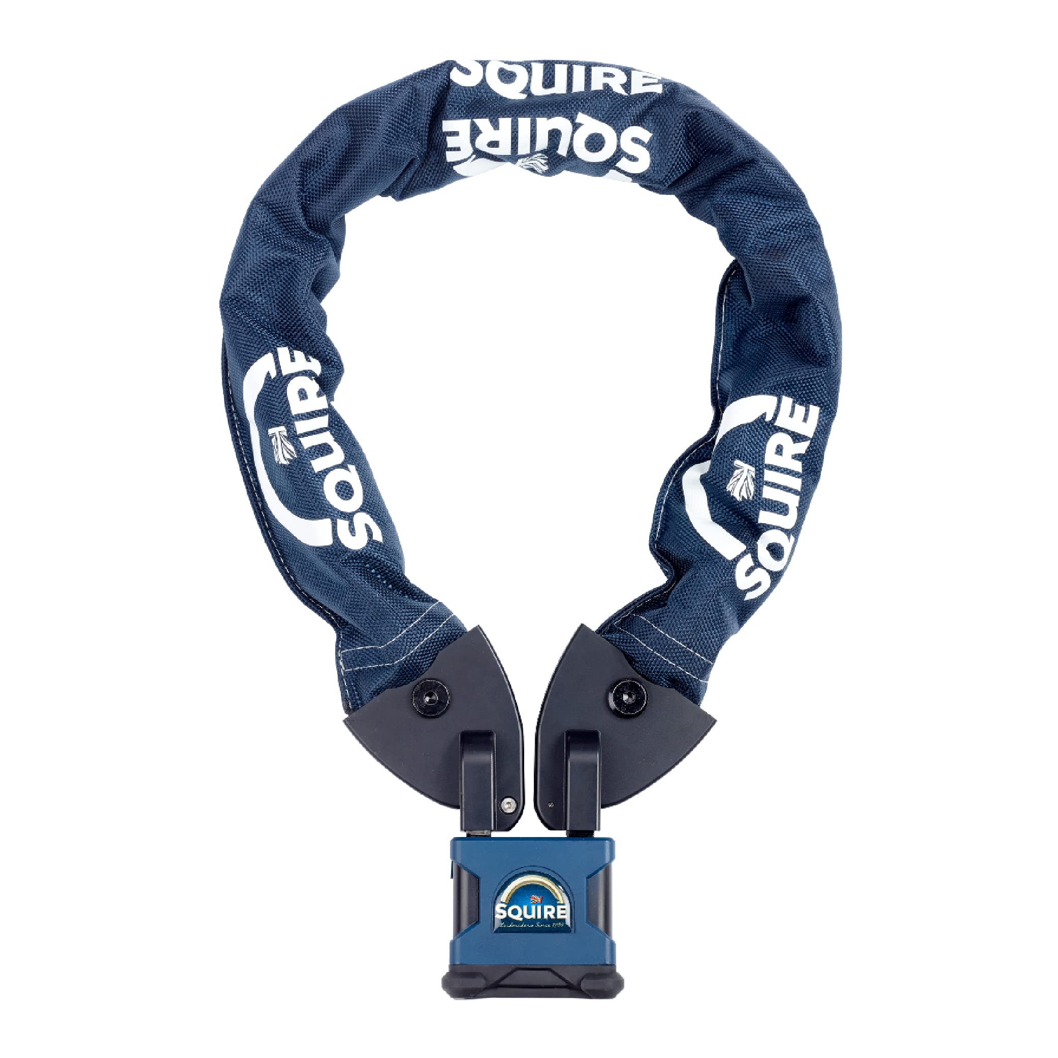 Squire Blue Locks Stronghold Ic/850: Keyed Integrated Chain Lock With Hardened Alloy Steel, 850Mm Length, Restricted Section Key System, And Sold Secure Bicycle Diamond Approved
