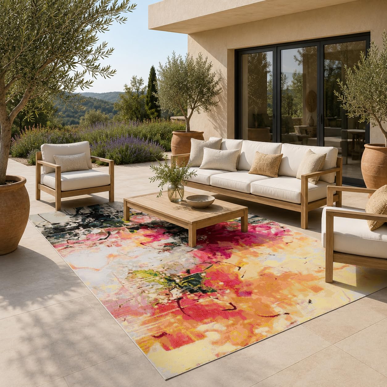 Florida Floral Moderne – Tapis Design Résistant pour Intérieur & Extérieur