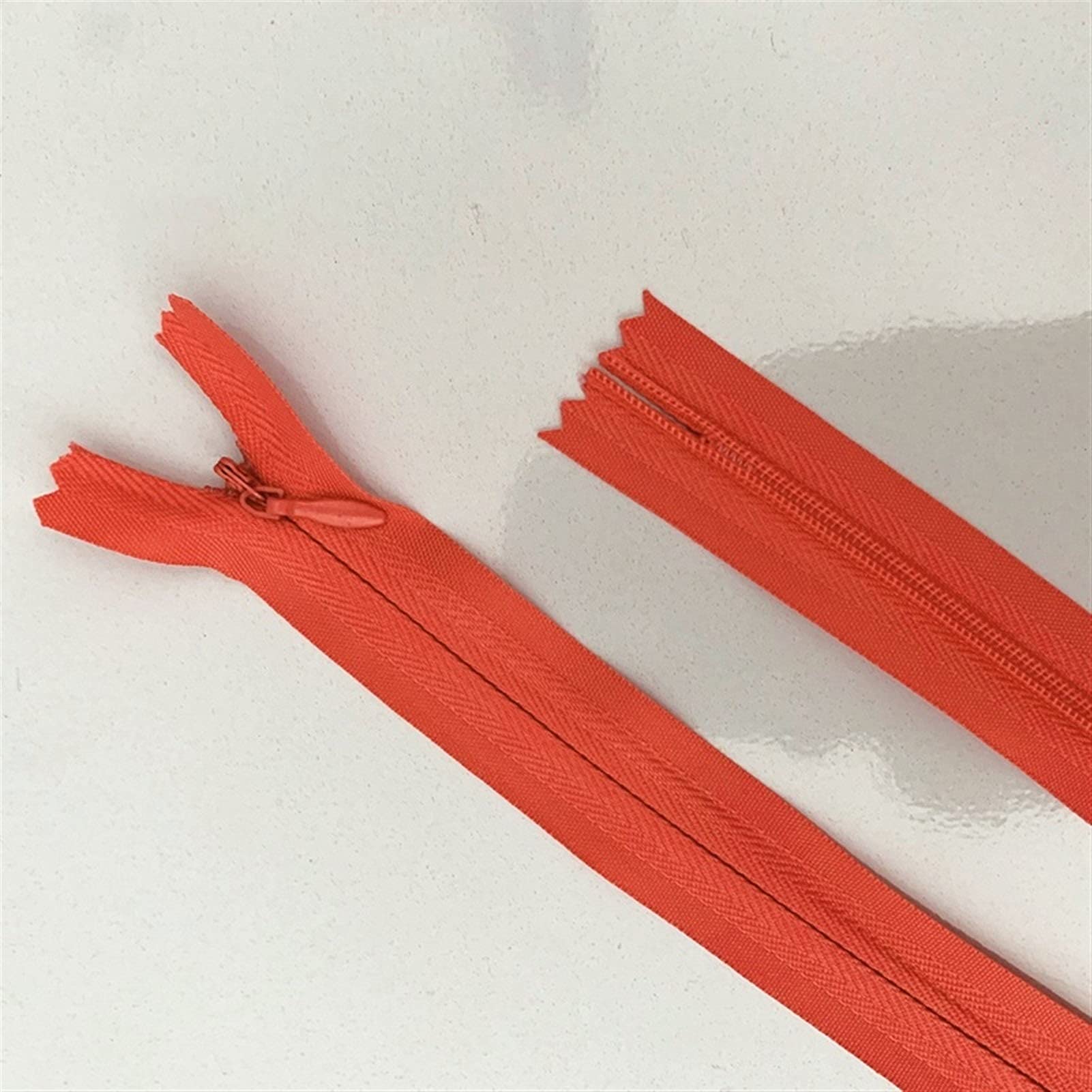 Plastic Zipper 10pcs 3# Concealed, Nylon Sewing Zip Ring, 20-60cm(Rose Red,35cm)