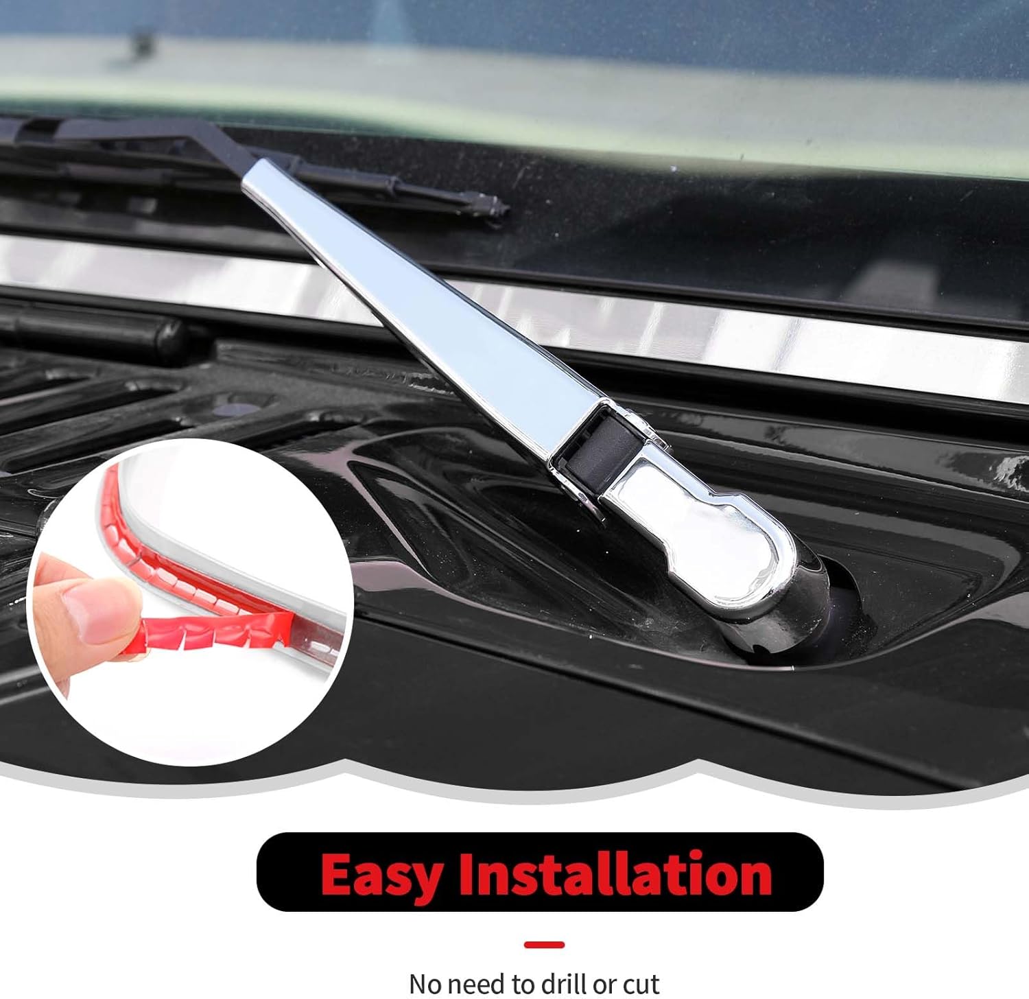 RT-TCZ Front Window Wiper Arm Blade Windshield Wiper Blades Trim Cover Decoration Exterior Accessories Compatible with Jeep Wrangler JK JKU 2007-2018,Chrome