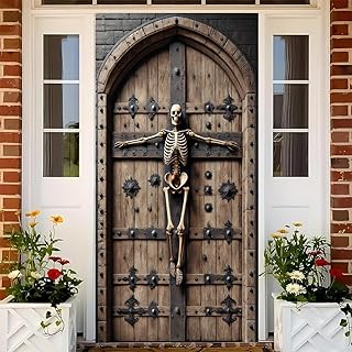 Antique Iron - Bound Wooden Door Cover Decor 71x35 Inches