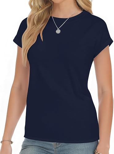 YOGINGO Short Sleeve Shirts for Women Crew Neck Tee - Fashion Summer Spring Cap 