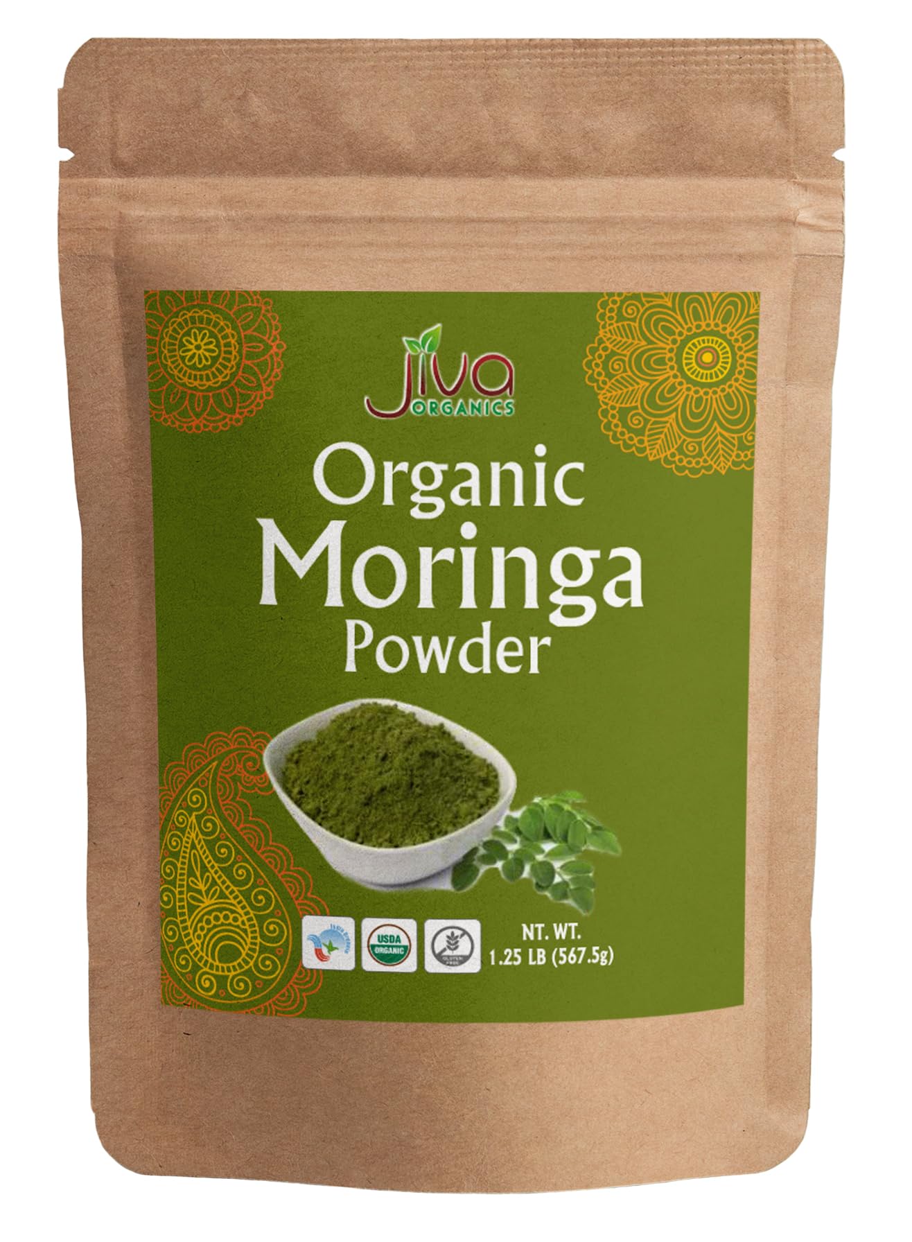 Jiva Organics Moringa Powder 1 25LB Bulk Bag - Moringa Oleifera Leaf Powder - Great for Hair Rich