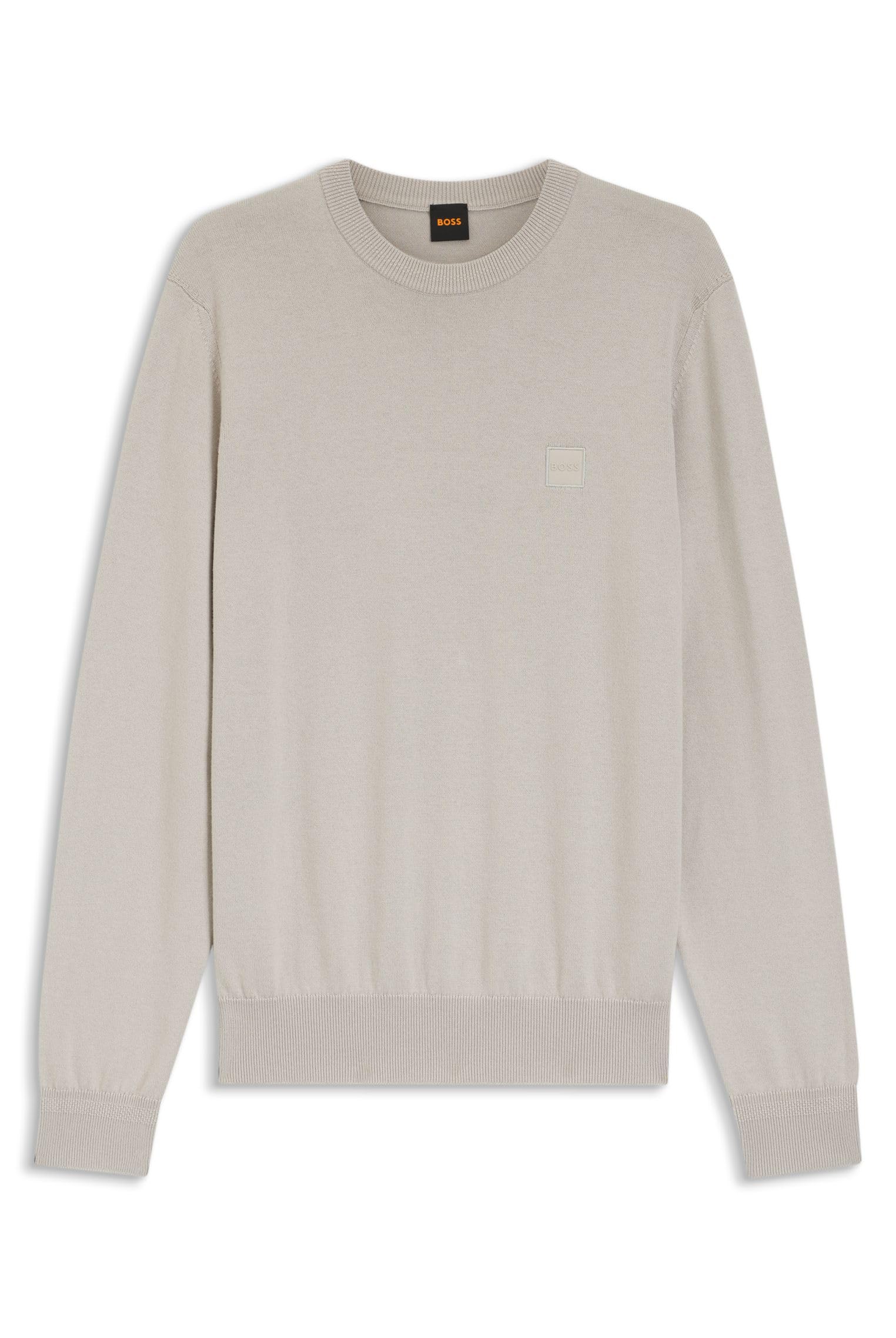 BOSS Mens Kanovano Crew Neck Jumper Long Sleeve Cotton Grey 070 M
