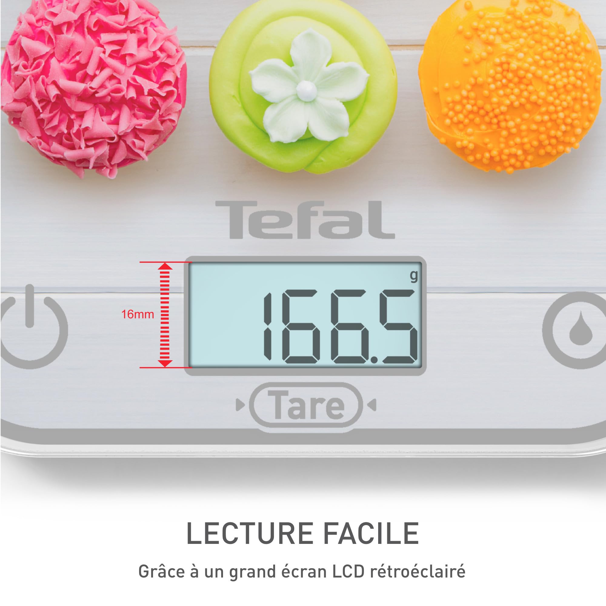 Image secondaire de Tefal, Balance de cuisine électronique, Optiss, Écran rétroéclairé facile à lire, Résistance aux rayures, Capacité de 5kg, Blanc
