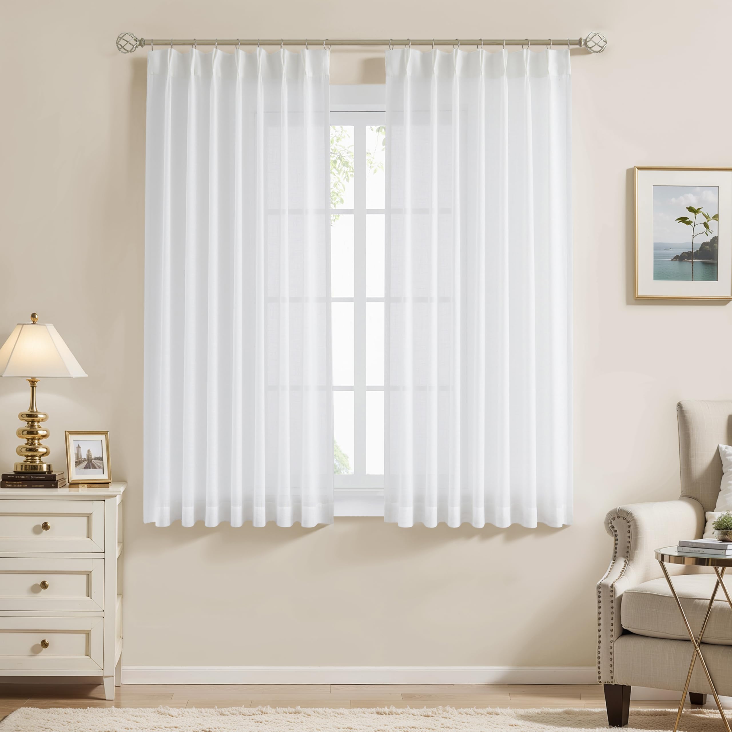 Amazon.com: WEST LAKE 63 Inches Short White Pinch Pleat Sheer
