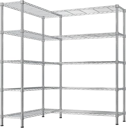 VINGLI Estantes de almacenamiento de 5 niveles, estantería de metal resistente de 1430 libras, estantería de garaje mejorada de 58 pulgadas de