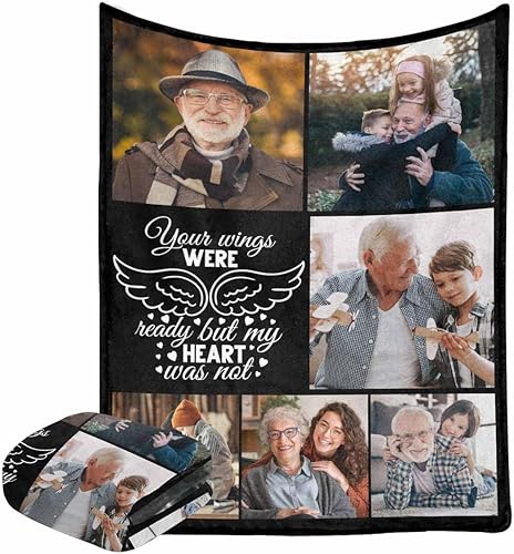 Caisuedawn Manta conmemorativa personalizada en memoria amorosa de un ser querido, manta de collage de fotos personalizada, manta de recuerdo,
