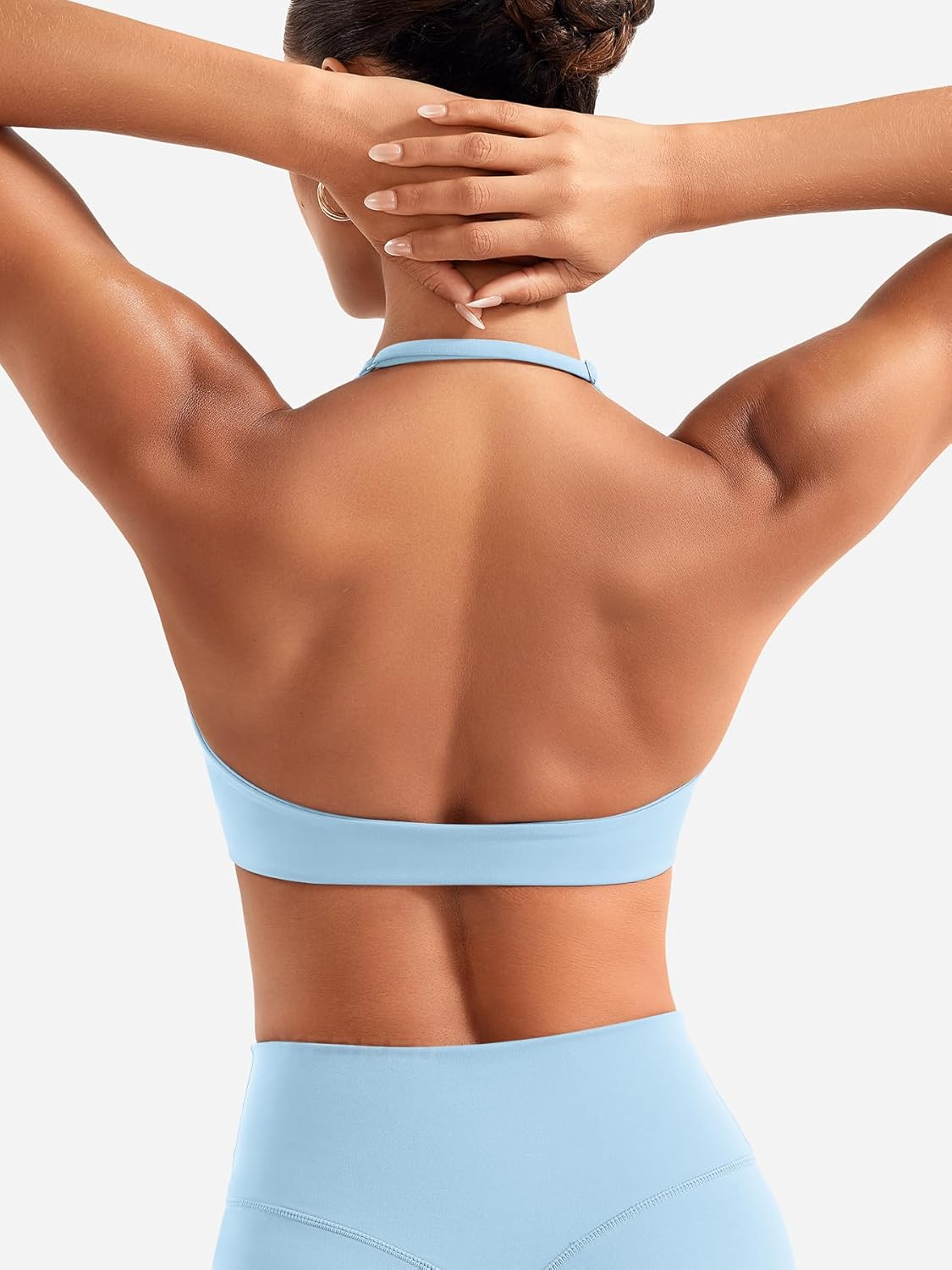 YEOREO Halter Sports Bras for Women Adjustable Strappy Open Back Impact Removable Pads Deep V Bra Workout Gym Yoga Crop Top - Image 4