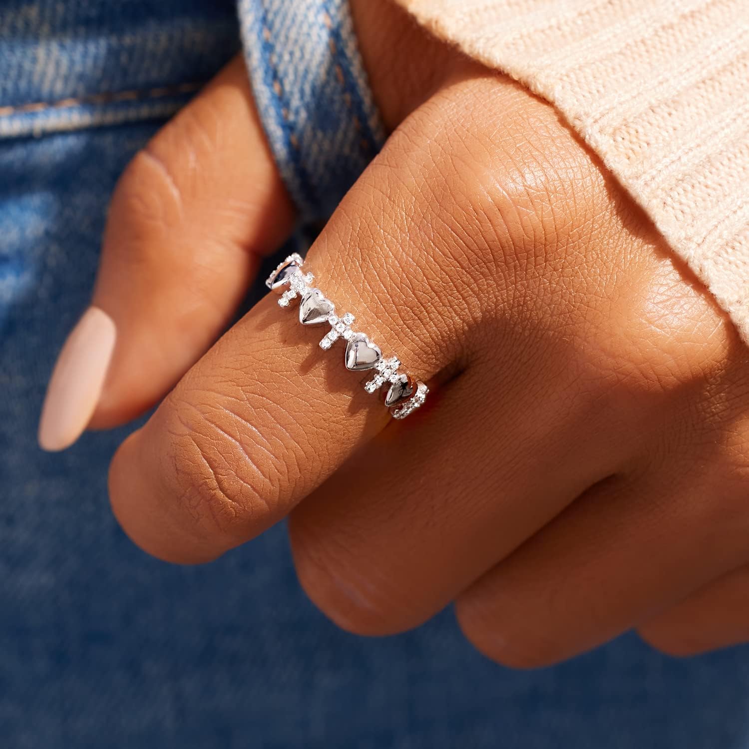 STORYJEWELLERY Daughter Ring, Daughter Birthday Gifts, Cross and Heart Ring, Birthday Gifts for Adult Daughters - Image 4