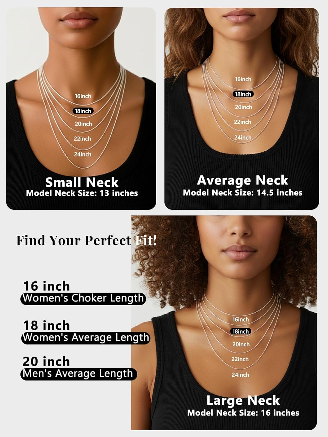 Silvora 925 Sterling Silver Chain Necklace 1.1/1.5mm Thin Silver Chain for Women-Sturdy & Shiny-Women's Chain Necklaces,Adjustable Length 16/18/20/22/24 Inches - Image 3