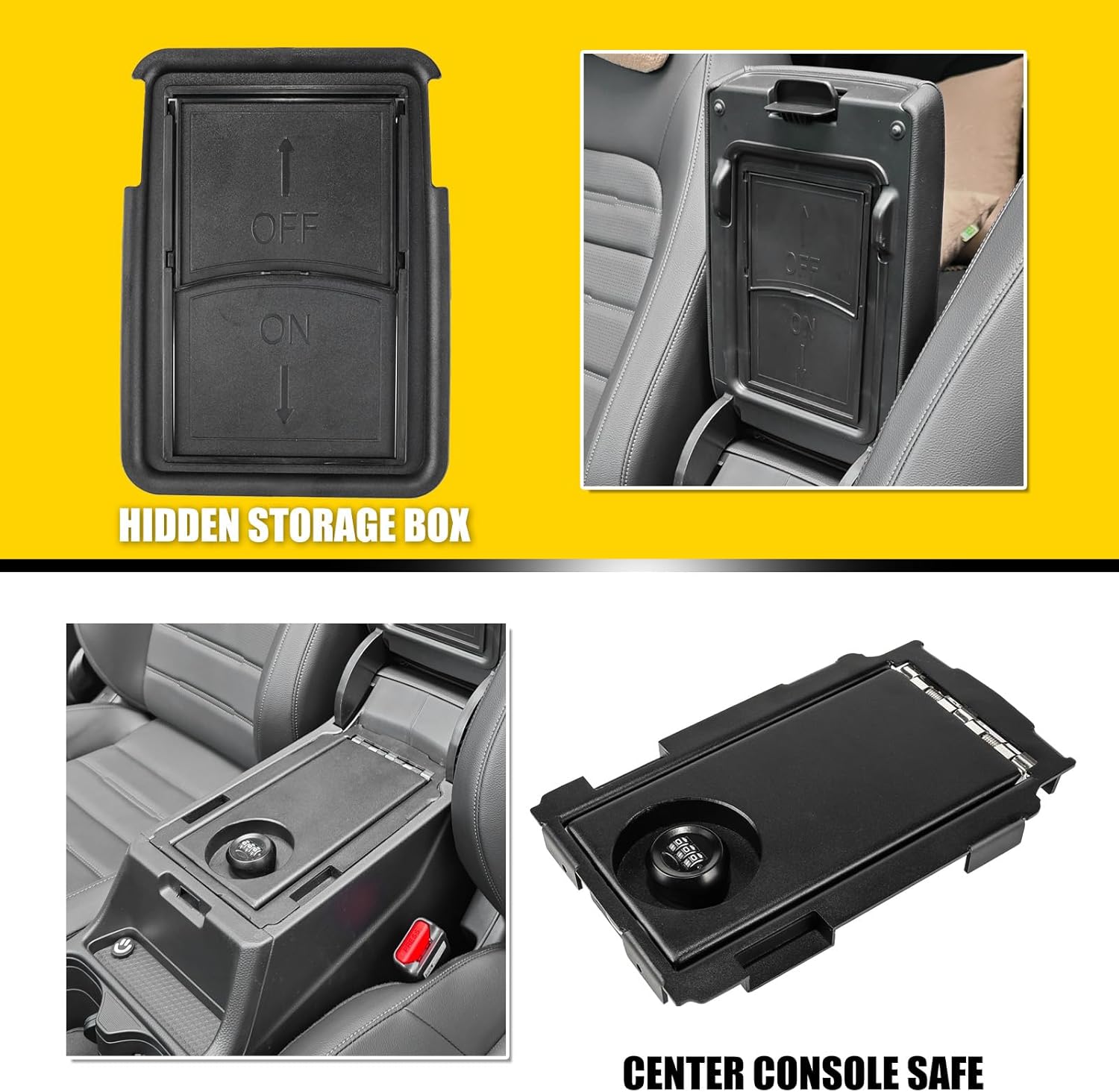 3mirrors Center Console Safe Gun Safe Box with Springs Hinge Compatible with Honda CR-V 2023-2025