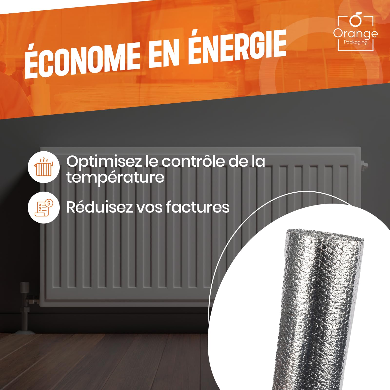 Radiator Reflective Foil - Radiator Wrap for Home- 5m x 60cm - 3.6mm Thickness Heat Reflective Insulation Radiator Insulation Foil Reflector Saves Energy & Money - Reduces Heat Loss