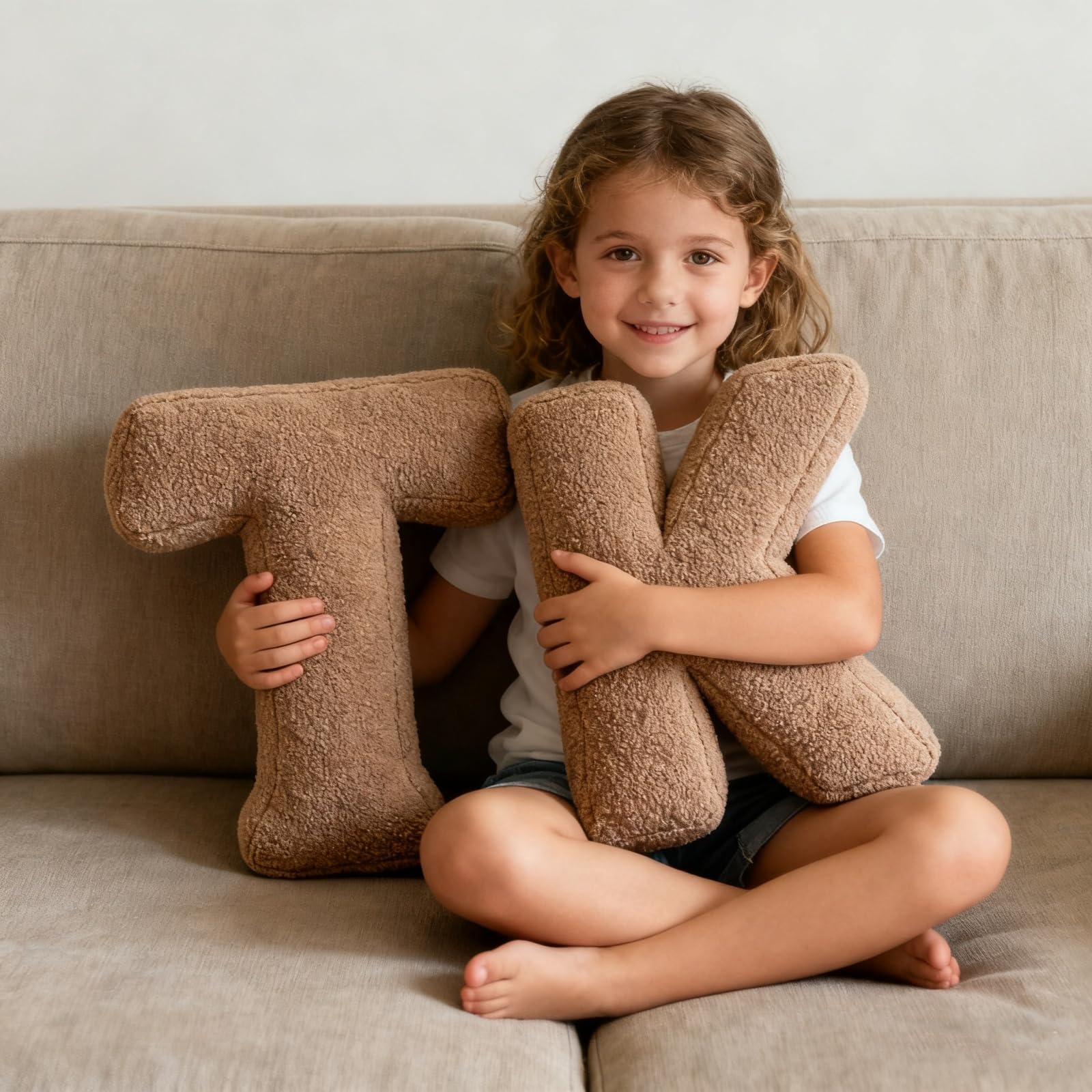 Generisch Buchstabenkissen, 40x35x10 cm Plüsch Buchstaben Kissen, Kinderzimmer Buchstabekissen, Dekokissen Kopfkissen für Sofa, Schlafzimmer, Wohnzimmerdekor (J)
