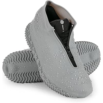 Zbyoujer Waterproof Rain Shoe Covers, Silicone Overshoes with Zipper Non-slip Galoshes for Men and Women