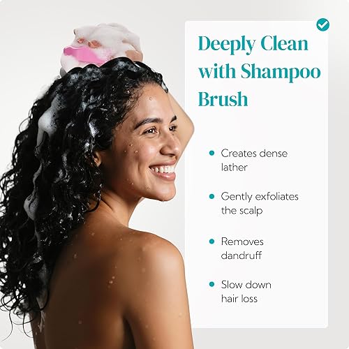 Vista 3 de HEETA Hair Scalp Massager Shampoo Brush 2 Pack, Soft Silicone Bristles to Remove Dandruff, Waterproof Hair Scrubber for Both Wet Dry Use, Suitable