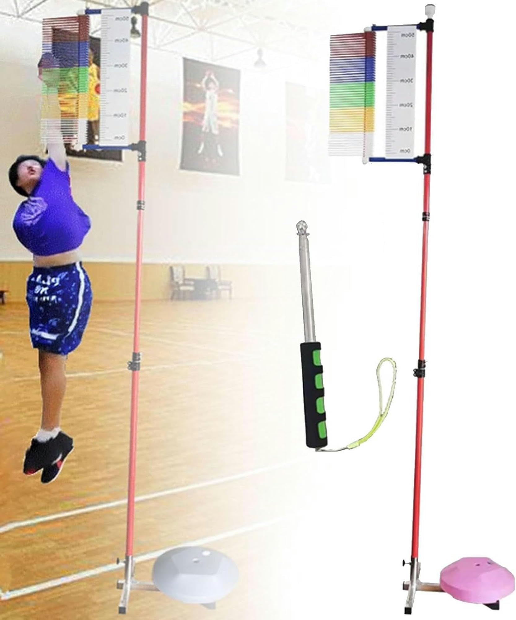 Regulowana wysokość pionowy tester skoku, pionowy tester skoków Challenger Narzędzie pomiarowe Sprzęt do treningu skoku wysokości, narzędzie do pomiaru skoku z kolorową korbą-1