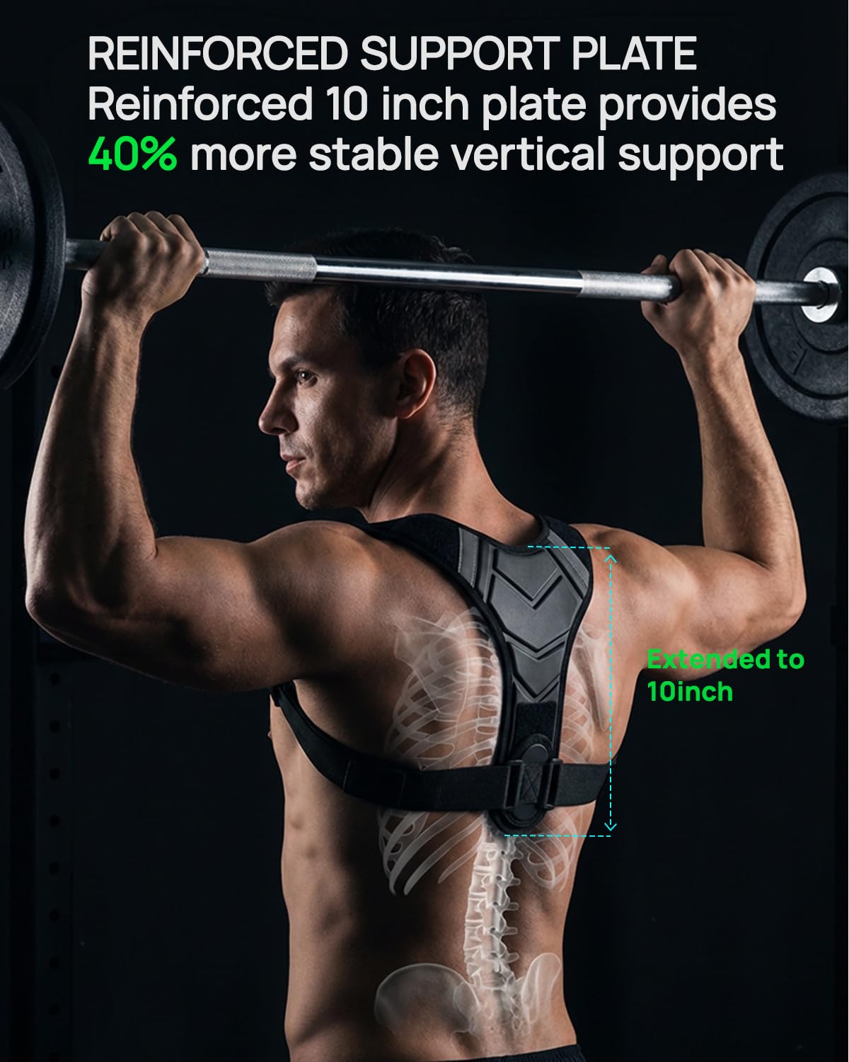 Gymgoer‘s Back Posture Corrector For Men With Reinforced Support Plate. High-Tension Posture Brace To Open Shoulders. Pro-Grade Back Straightener For Peak Gym Form