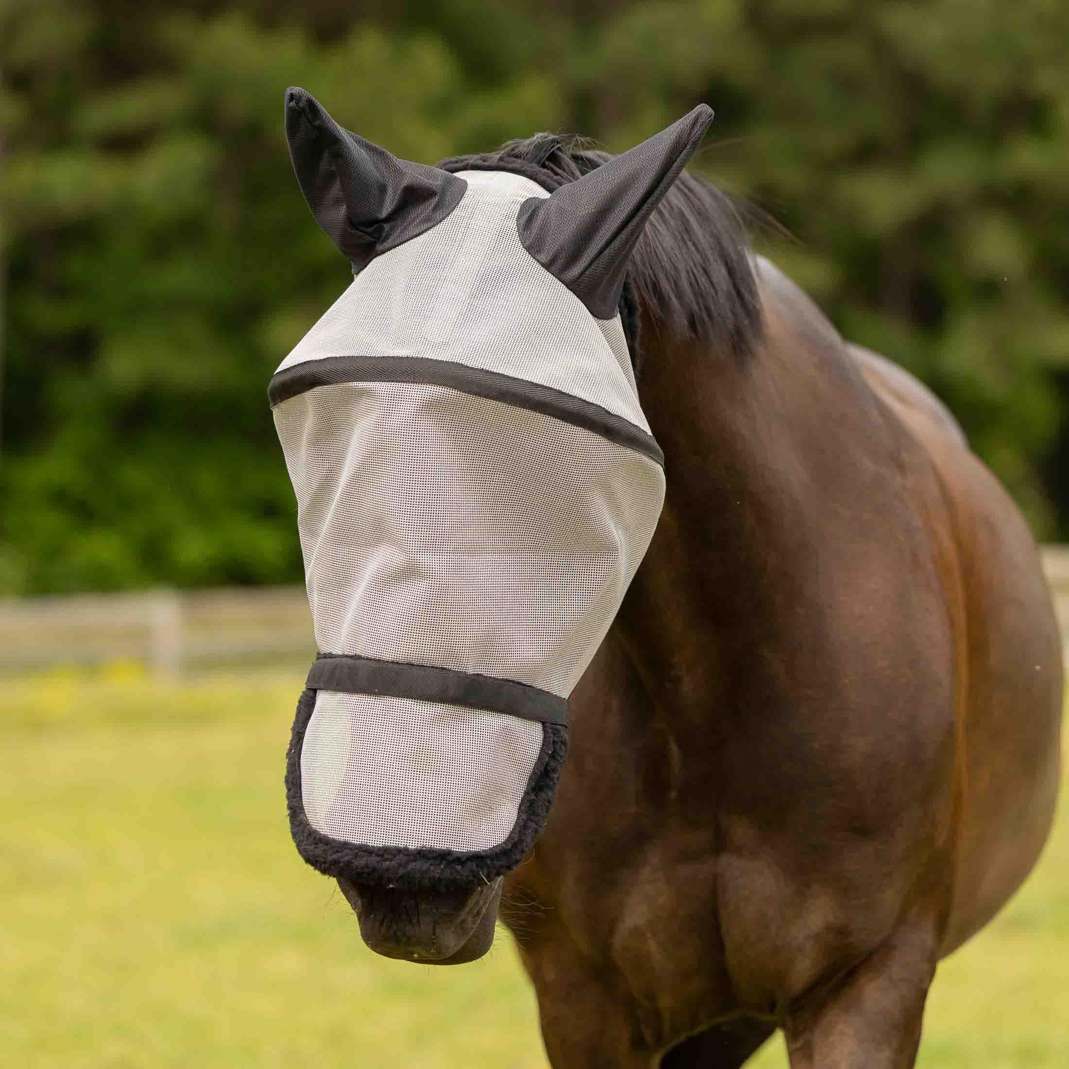 Equinavia Máscara antimoscas con nariz desmontable, color gris, caballo